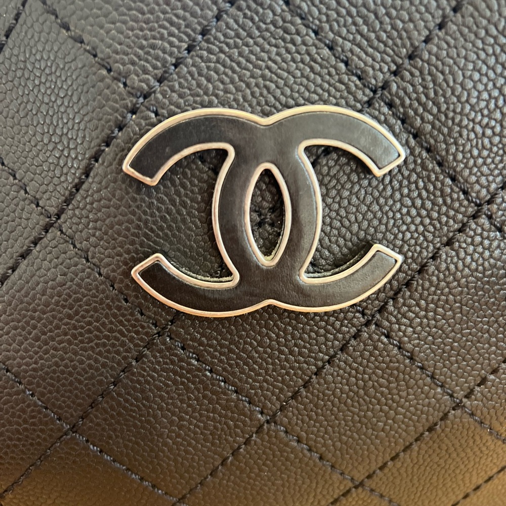 CHANEL Black Quilted Leather Bag with Silver Logo - Picture 8 of 9